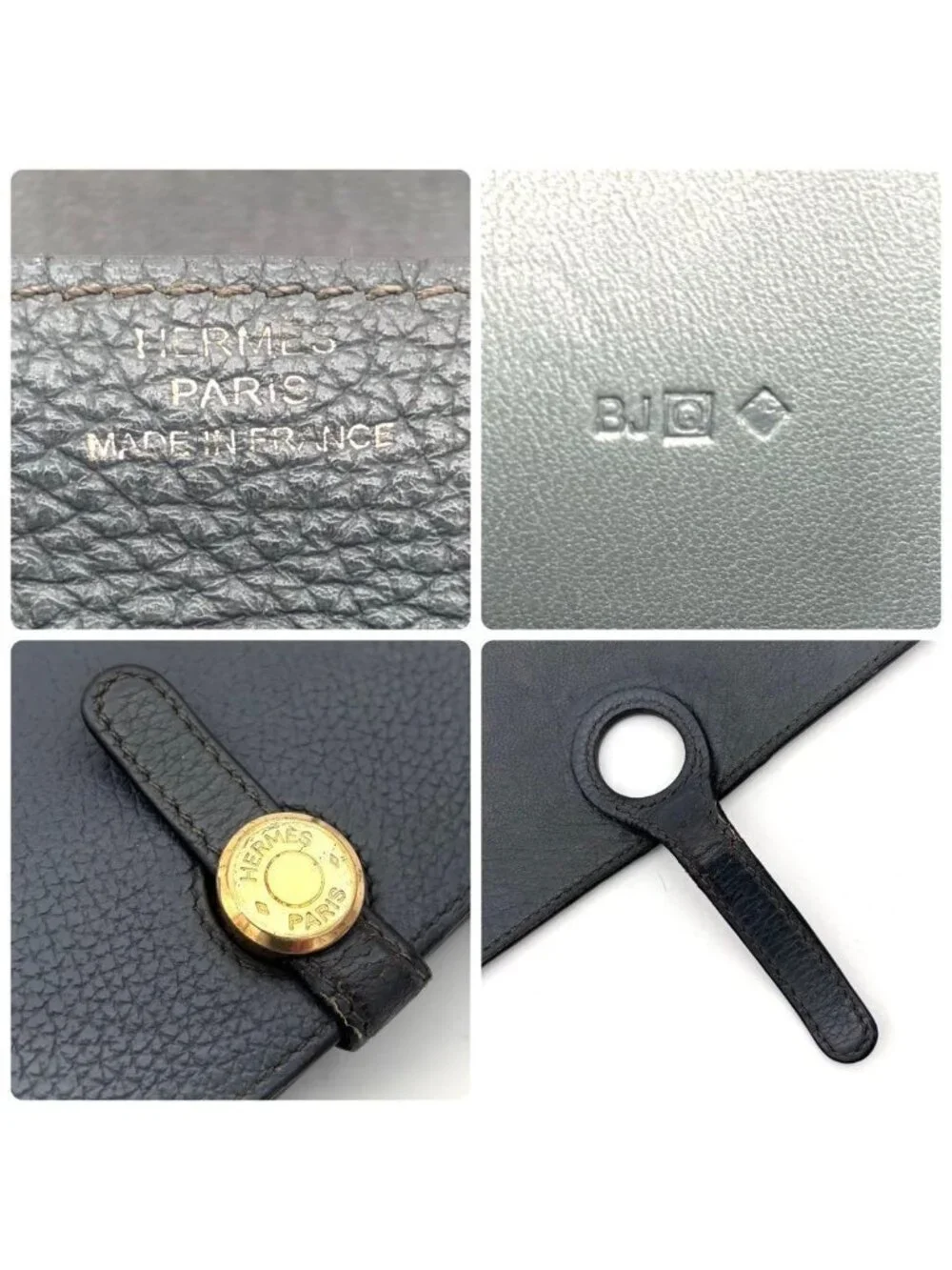 Hermes Dogon GM Togo Wallet Gray Silver Leather
